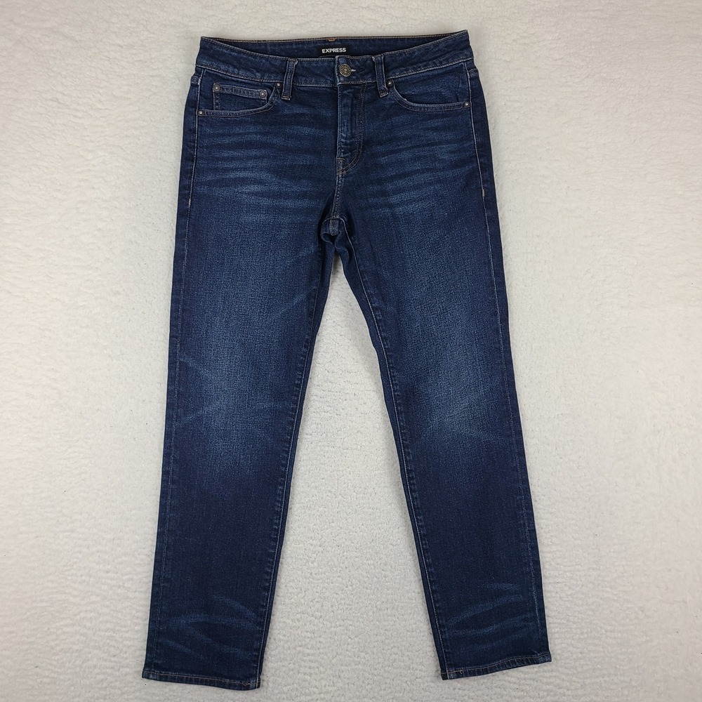 EXPRESS Jeans Mens 29x30 Blue Relaxed Slim Stretch Dark Wash Denim